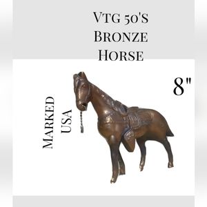 1950s Metal Horse Figurine Equestrian BRONZE CAST Marked USA